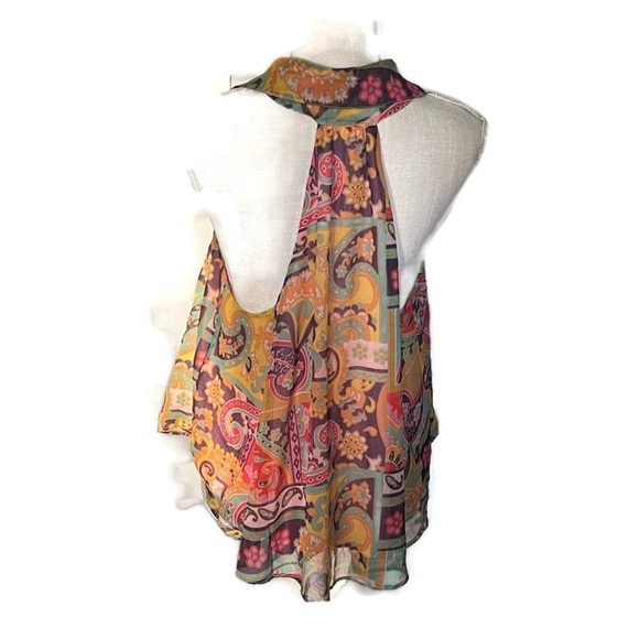 Free People Strawberry Oversized Flowy Colorful Scoop Neck Racerback Tank; M - Picture 4 of 16